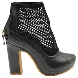 Sacai-Sacai x Pierre Hardy Mesh Ankle Boots in Black Leather-Black