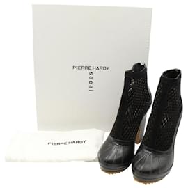 Sacai-Sacai x Pierre Hardy Mesh Ankle Boots in Black Leather-Black