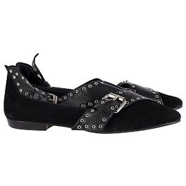 Isabel Marant Ballerine a punta con occhielli Linnet in pelle scamosciata nera e pelle Nero