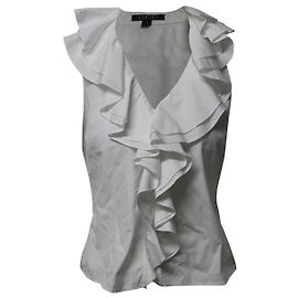Autre Marque Lauren Ralph Lauren Blusa com babados em algodão branco Branco