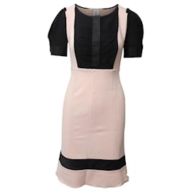 Diane Von Furstenberg-Diane Von Furstenberg Color Block Bodycon Dress in Pink and Black Wool-Other,Python print