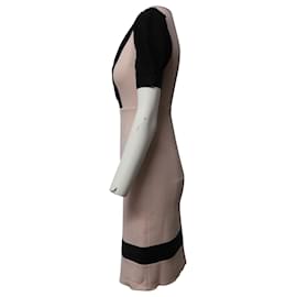 Diane Von Furstenberg-Diane Von Furstenberg Farbblock-Bodycon-Kleid aus rosa und schwarzer Wolle-Mehrfarben