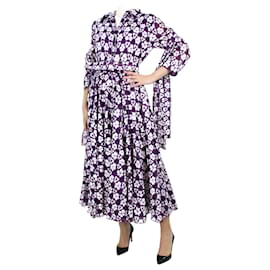 Autre Marque-Vestido camisero morado con estampado floral - talla EE. UU. 10-Púrpura
