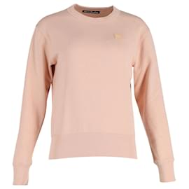 Acne-Acne Studios Face Patch Sweatshirt in Pink Cotton-Pink