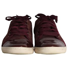 Lanvin-Lanvin Low Top Sneakers in Burgundy Suede-Dark red
