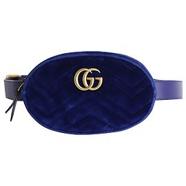 Marsupio Gucci Matelasse GG Marmont in velluto blu Blu
