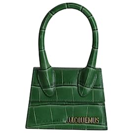 Jacquemus-Jacquemus Le Chiquito Mini-Tasche mit Krokodilprägung aus grünem Leder-Grün
