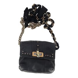 Mini borsa a tracolla Happy Borchiata Lanvin Paris in pelle nera Nero