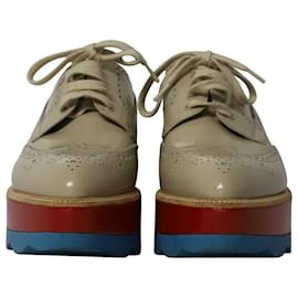 Prada-Prada Platform Brogue Loafers in Beige Leather-Multiple colors