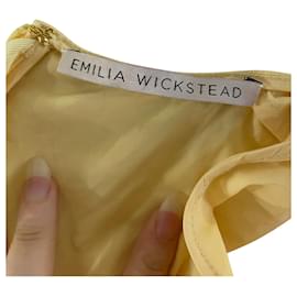 Autre Marque-Emilia Wickstead Chelsea ausgestelltes ärmelloses Midikleid aus gelber Baumwolle-Gelb