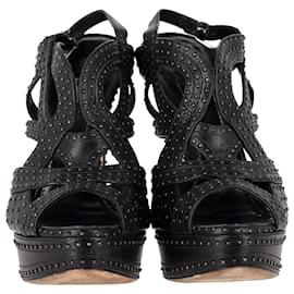 Dior-Dior Studded High Heel Sandals in Black Leather-Black