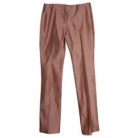 Alexander McQueen Duchesse Straight Leg Pants in Pink Silk Pink