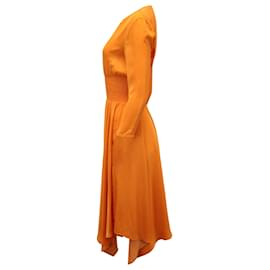 Maje-Vestido midi assimétrico Maje Imprimee em poliéster laranja-Laranja