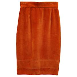 Moschino-Moschino Pencil Skirt in Orange Cotton Velvet-Orange