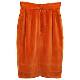 Moschino-Moschino Pencil Skirt in Orange Cotton Velvet-Orange