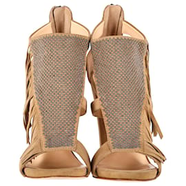 Giuseppe Zanotti-Giuseppe Zanotti Sandalias con flecos Alabama en ante beige-Beige