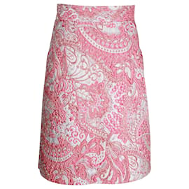 Dolce & Gabbana-Dolce & Gabbana Metallic Jacquard Brocade Mini Skirt in Pink Polyester-Pink
