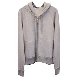 Tom Ford-Tom Ford Zip-Front Hoodie in Grey Cotton-Grey