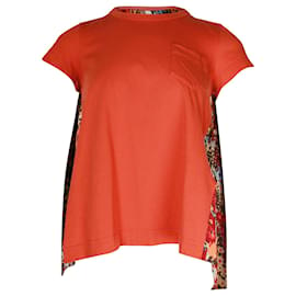Sacai-T-shirt évasé imprimé Sacai en coton orange-Orange