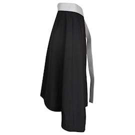 Loewe-Loewe Wrap Midi Skirt in Black Wool-Black