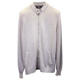 Brunello Cucinelli Gestrickte Blousonjacke mit Reißverschluss aus grauer Baumwolle Grau