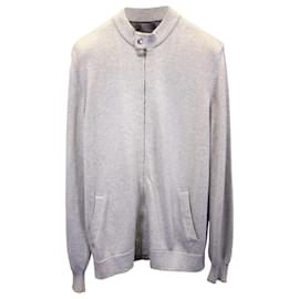 Brunello Cucinelli-Brunello Cucinelli Knitted Zip Blouson Jacket in Grey Cotton-Grey