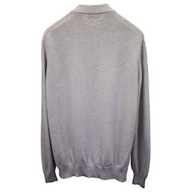 Brunello Cucinelli-Brunello Cucinelli Knitted Zip Blouson Jacket in Grey Cotton-Grey