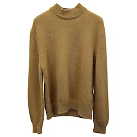 Tom Ford-Tom Ford Mock-Neck Knit Sweater in Brown Cashmere and Wool-Brown