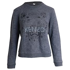 Kenzo-Kenzo Sudadera Melange con parte superior bordada en algodón gris-Gris