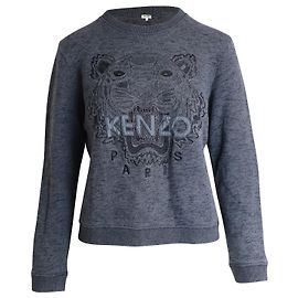 Kenzo Sweat-shirt chiné à tige brodée en coton gris Gris