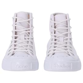 Acne-Acne Studios Ballow High-top Sneakers in White Cotton Canvas-White