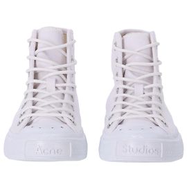 Acne Studios Baskets montantes Ballow en toile de coton blanche Blanc