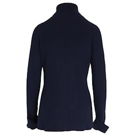 Chloé-Chloe Turtleneck Ribbed Knit Sweater in Navy Blue Virgin Wool-Navy blue