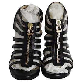 Jimmy Choo-Jimmy Choo Glenys Gladiator Platform Sandals in Black Leather-Black