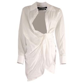 Vestido camisero Jacquemus La Robe Bahia de algodón blanco Blanco