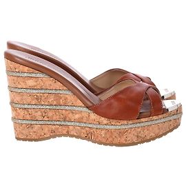 Sandali con zeppa Jimmy Choo Prima in pelle marrone Marrone