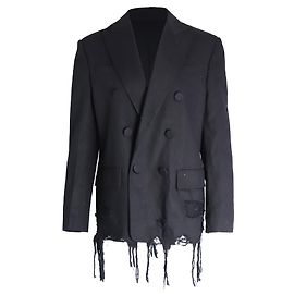Alexander Wang Blazer mit Distressed-Saum und gefütterten Brüsten aus schwarzer Baumwolle Schwarz