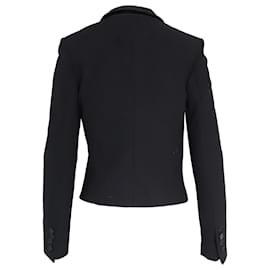 Stella Mc Cartney-Stella McCartney Satin Lapel Blazer in Black Wool-Black