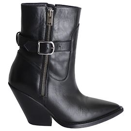 Iro Bozon Buckled Ankle Boots in Black Leather Black