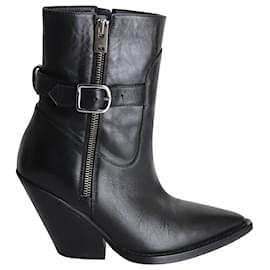 Iro-Iro Bozon Buckled Ankle Boots in Black Leather-Black