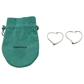 Tiffany & Co-Boucles d'oreilles créoles à cœur ouvert Tiffany & Co Elsa Peretti en métal argenté-Argenté,Métallisé