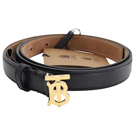 Burberry-Cinturón con monograma de Burberry en cuero negro-Negro