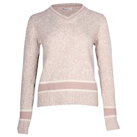 Dior-Suéter Dior Mouline com decote em V em lã rosa pastel-Outro