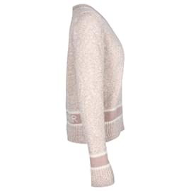 Dior-Dior V-neck Mouline Sweater in Pastel Pink Wool-Other