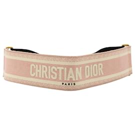 Dior-Christian Dior Woven Logo Belt in Pink Jacquard Canvas -Pink