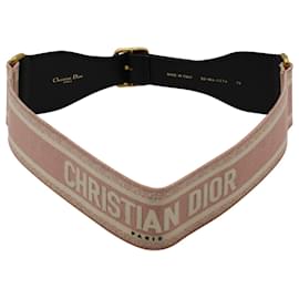 Dior-Christian Dior Woven Logo Belt in Pink Jacquard Canvas -Pink