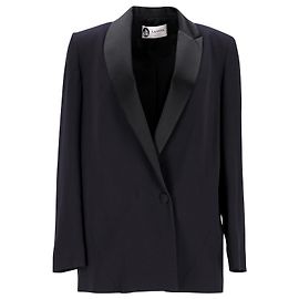 Blazer de peito único Lanvin em algodão preto Preto