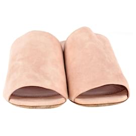 Mansur Gavriel-Sandalias estilo chinelas con tacón cuadrado Mansur Gavriel en ante rosa pastel-Otro