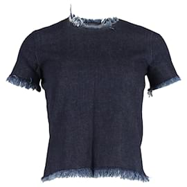 Marques Almeida-Marques Almeida Frayed Denim T-shirt in Blue Cotton-Blue