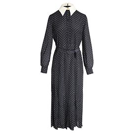 Vestido camisa midi de bolinhas Gucci em seda preta Preto